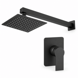 Chuveiro Dax Del Toro Slim Black Quadrado + Acabamento Monocomando Dax Mendoza para Chuveiro Base Deca Black