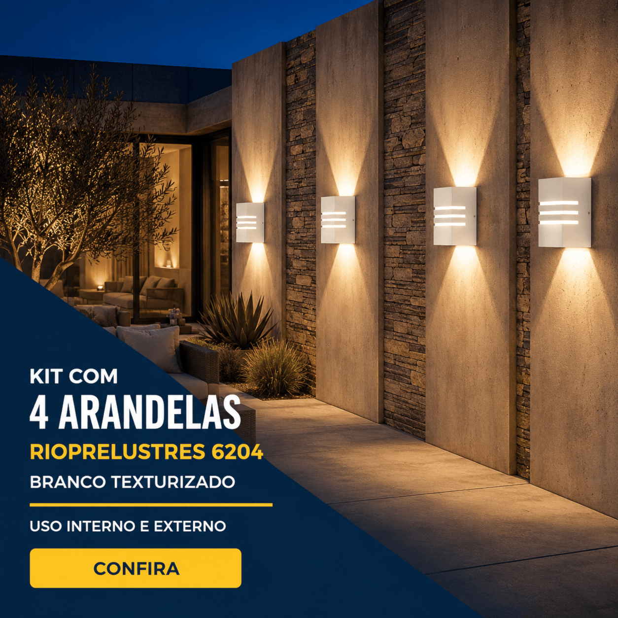 Kit Arandela RioPrelustres 6204 Alumínio Branco Texturizado 7,5X8X12 - 10961