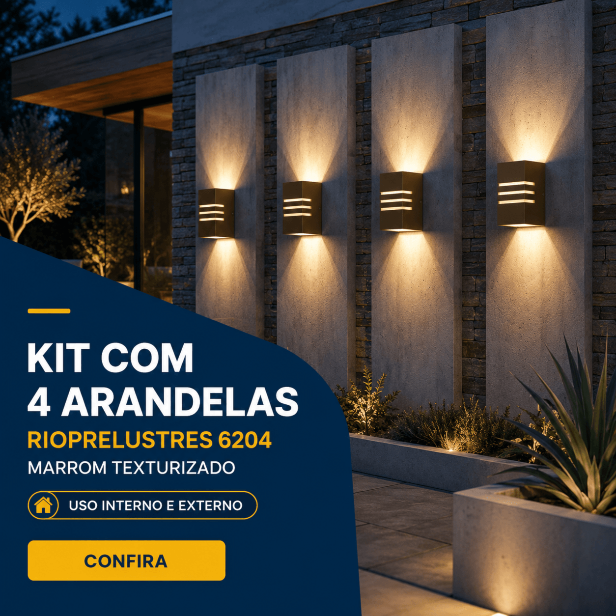 Kit Arandelas RioPrelustres 6204 Alumínio Marrom Texturizado 7,5X8X12