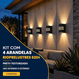 Kit Arandelas RioPrelustres 6204 Alumínio Preto Texturizado 7,5X8X12
