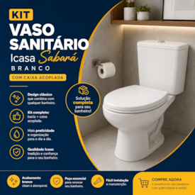 Kit Vaso Sanitário Bacia + Caixa Acoplada Icasa Sabara Branco