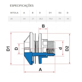 Adaptador para Caixa d'Água Tigre Aquatherm 28mm - 22855824