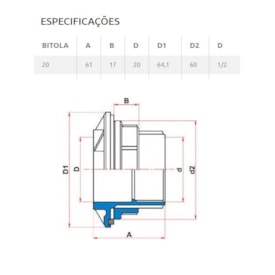 Adaptador Soldável PVC Tigre com Anel para Caixa d'Água 20mm - 22002406