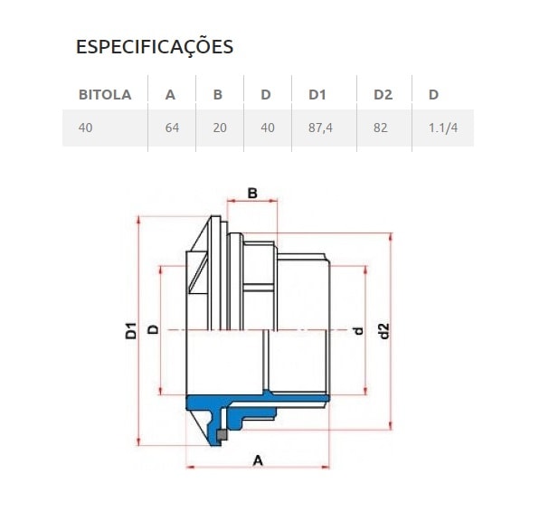 Adaptador Soldável PVC Tigre com Anel para Caixa d'Água 40mm - 22002465