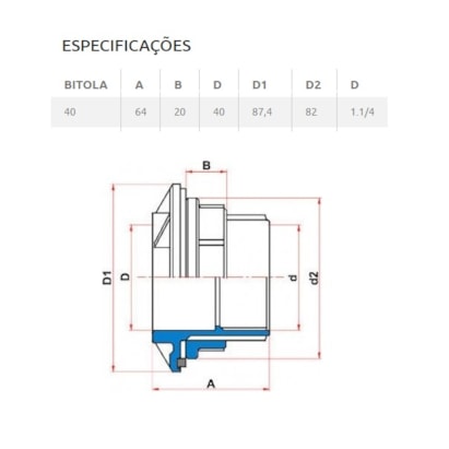 Adaptador Soldável PVC Tigre com Anel para Caixa d'Água 40mm - 22002465