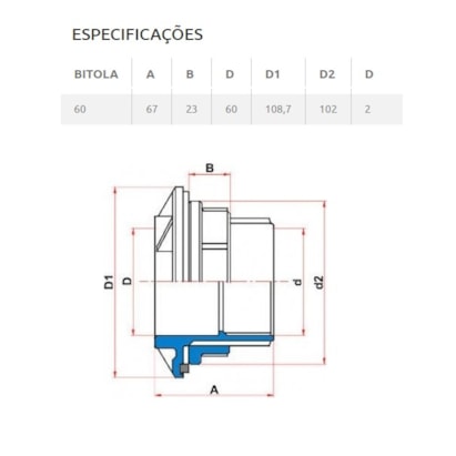 Adaptador Soldável PVC Tigre com Anel para Caixa d'Água 60mm - 22002503