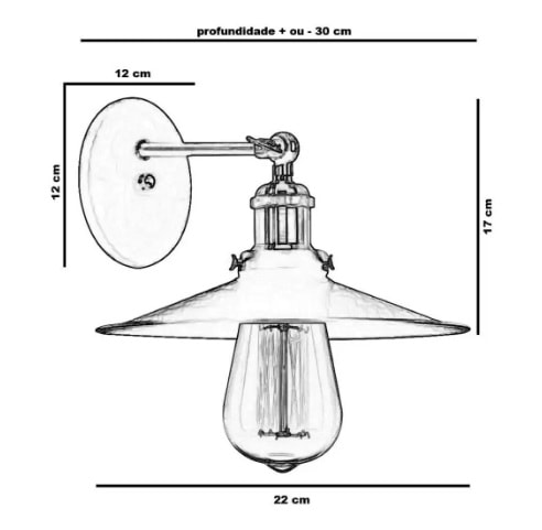 Arandela RGA Nordic Preta e Dourada Fosca - 1860