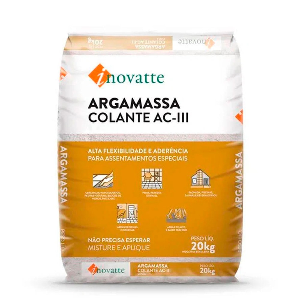 Argamassa ACIII Uso Interno e Externo Colante Inovatte 20Kg Cinza - 304103