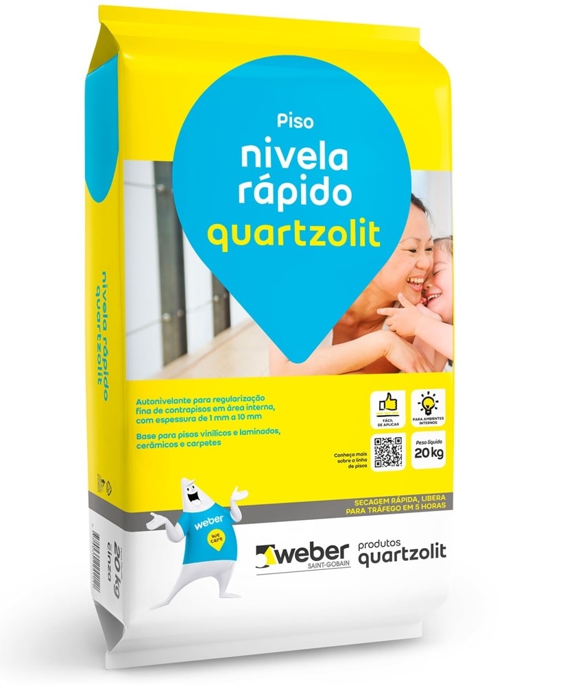 Argamassa Nivela Rápido Cerâmica Quartzolit 20Kg Cinza