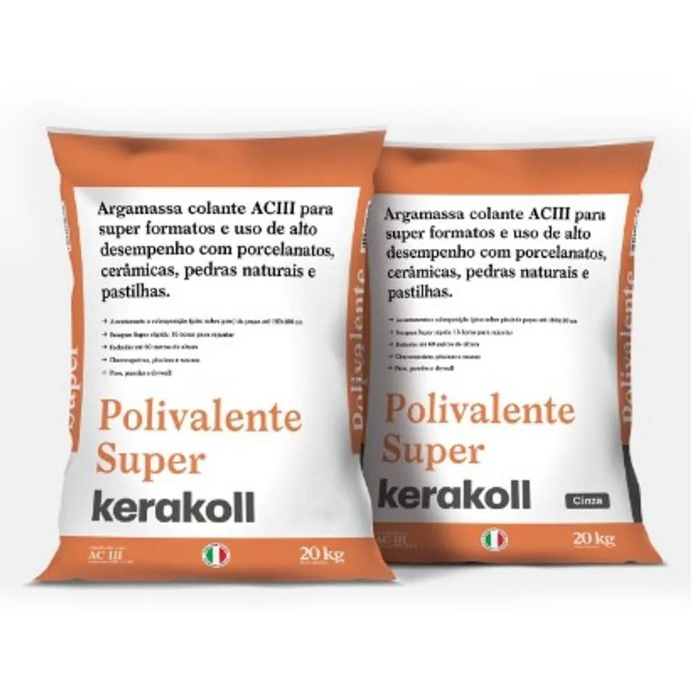 Argamassa Polivalente Interno/Externo ACIII Kerakoll 20Kg Super Cinza - K90196.01