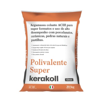 Argamassa Polivalente Interno/Externo ACIII Kerakoll 20Kg Super Cinza - K90196.01