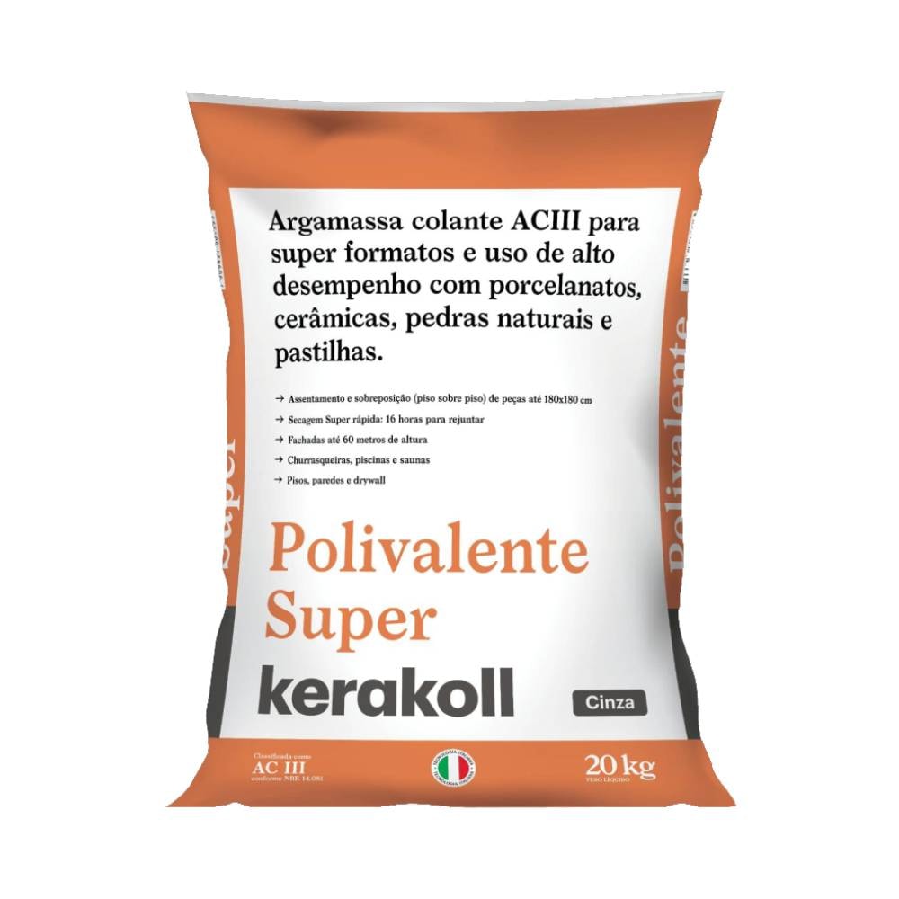 Argamassa Polivalente Interno/Externo ACIII Kerakoll 20Kg Super Cinza - K90196.01