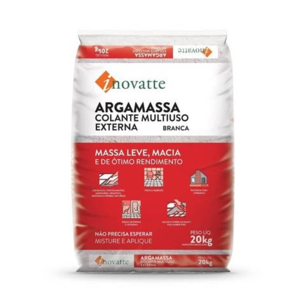 Argamassa Porcelanato uso Externo Inovatte 20Kg Branco - 304109