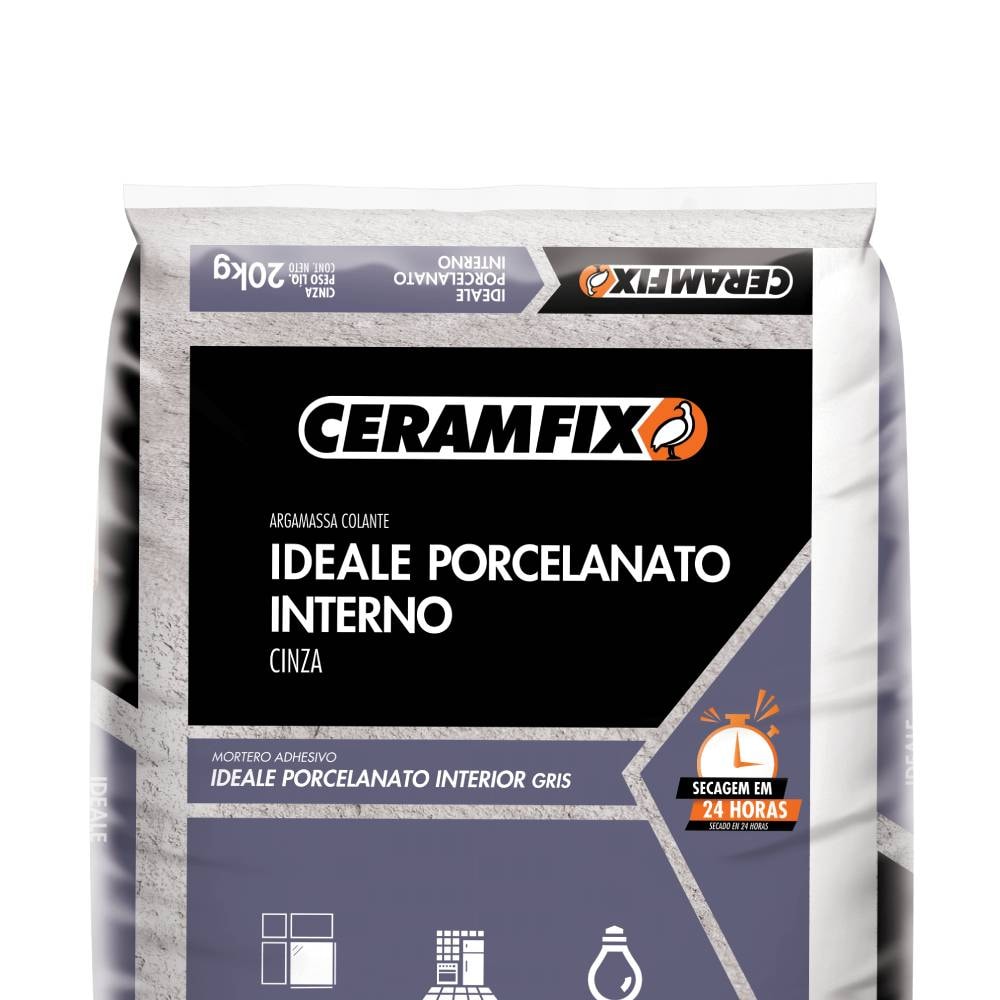 Argamassa Porcelanato uso Interno Ceramfix Ideale 20Kg Cinza - 603593