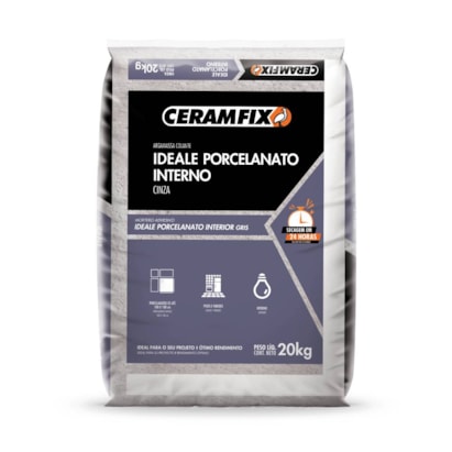 Argamassa Porcelanato uso Interno Ceramfix Ideale 20Kg Cinza - 603593