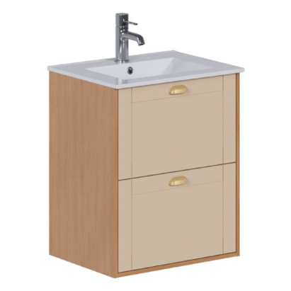 Armário Para Banheiro em Madeira 60cm Cozimax Grou Jequitiba e Areia Lavatorio em Louça - 103367