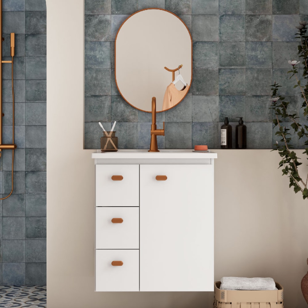 Armário Para Banheiro em Madeira 60cm Cozimax Violeta Branco - 103368