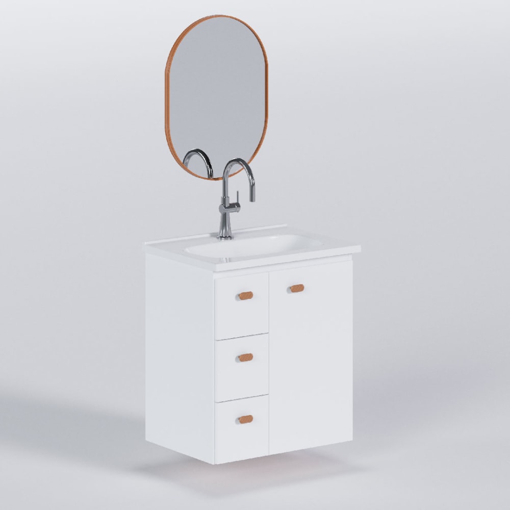 Armário Para Banheiro em Madeira 60cm Cozimax Violeta Branco - 103368