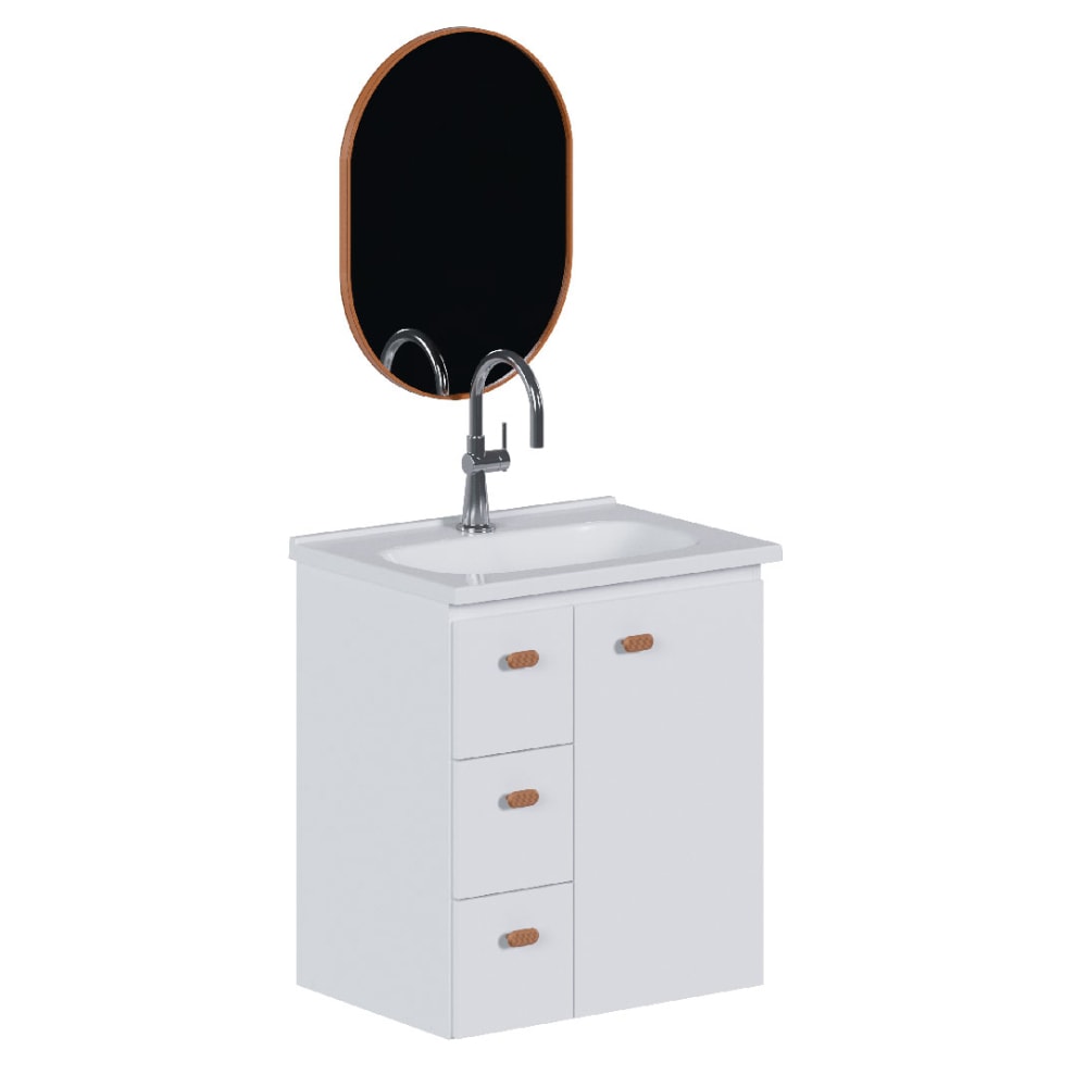 Armário Para Banheiro em Madeira 60cm Cozimax Violeta Branco - 103368