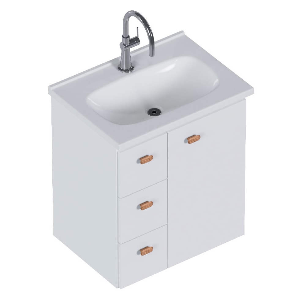 Armário Para Banheiro em Madeira 60cm Cozimax Violeta Branco - 103368