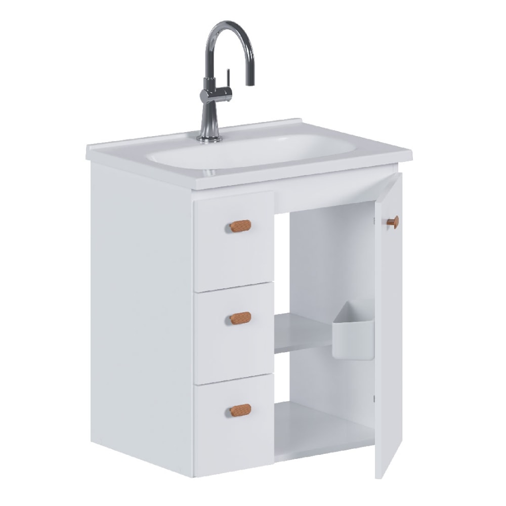 Armário Para Banheiro em Madeira 60cm Cozimax Violeta Branco - 103368