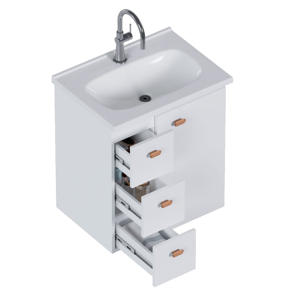 Armário Para Banheiro em Madeira 60cm Cozimax Violeta Branco - 103368