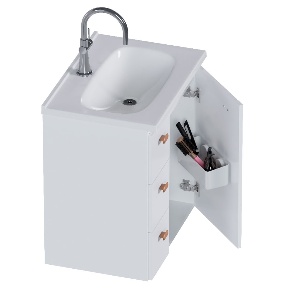 Armário Para Banheiro em Madeira 60cm Cozimax Violeta Branco - 103368