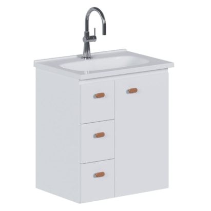 Armário Para Banheiro em Madeira 60cm Cozimax Violeta Branco - 103368