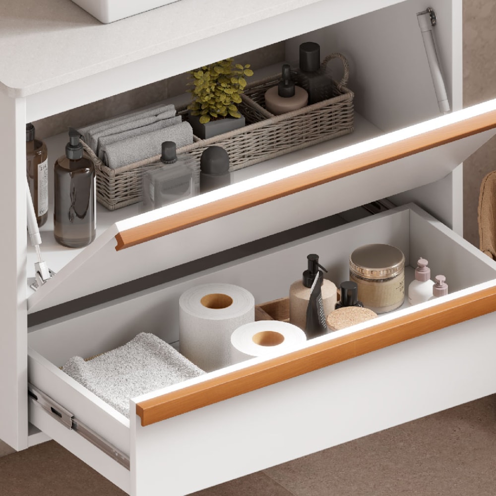 Armário Para Banheiro em Madeira 80cm Cozimax Amarilis Branco Com Tampo - 2439