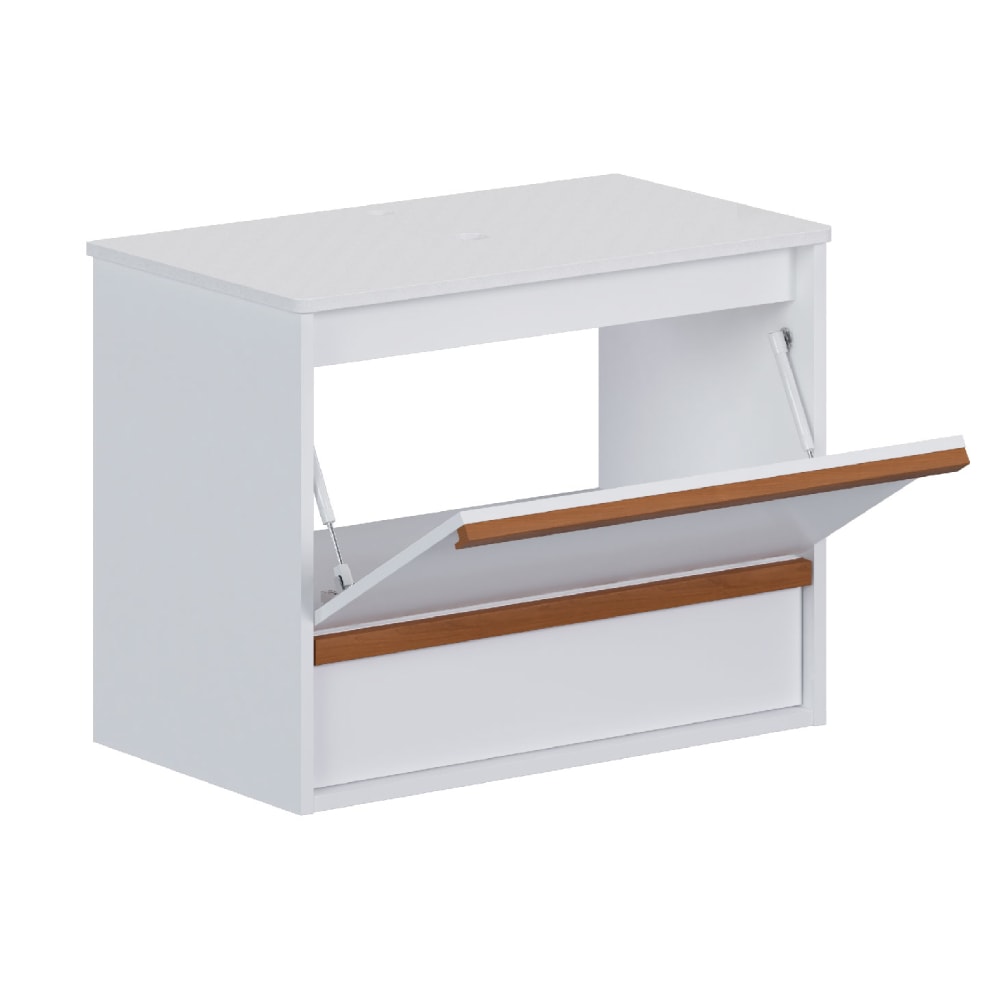 Armário Para Banheiro em Madeira 80cm Cozimax Amarilis Branco Com Tampo - 2439