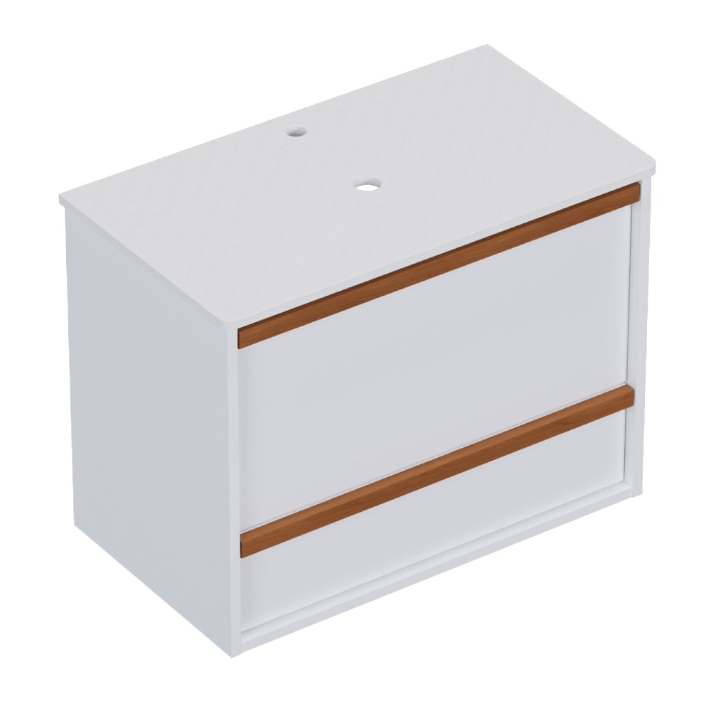 Armário Para Banheiro em Madeira 80cm Cozimax Amarilis Branco Com Tampo - 2439