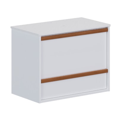 Armário Para Banheiro em Madeira 80cm Cozimax Amarilis Branco Com Tampo - 2439