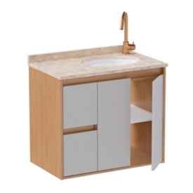 Armário para Banheiro em MDF 80cm Cozimax Danúbio Jequitibá/Nude sem Pés - 2432