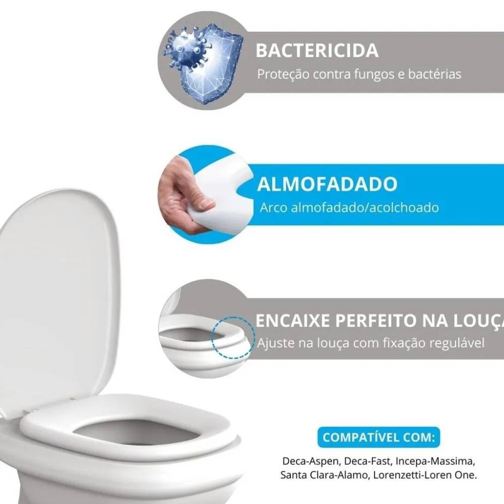 Assento Sanitário Convencional Almofadado Astra Gelo - TAS/K