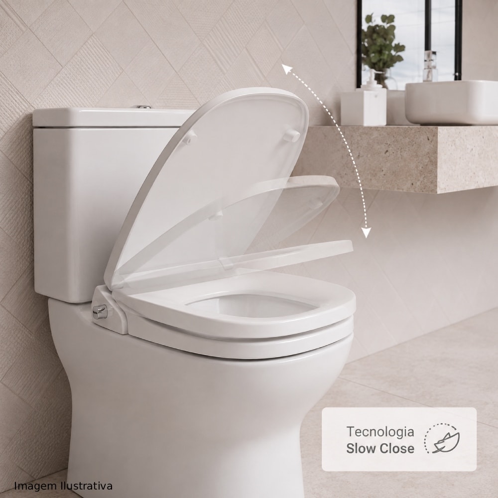 Assento Sanitário Deca Quad/Axis/Unic Slow Close Lux Noturna e Ducha Branco - AP.415B.17