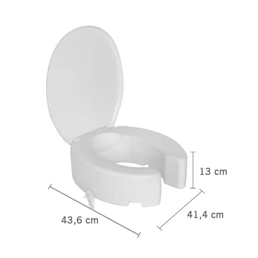 Assento Sanitário Elevado Astra com Tampo e Trava 13cm Branco - TAE13T/TBR1