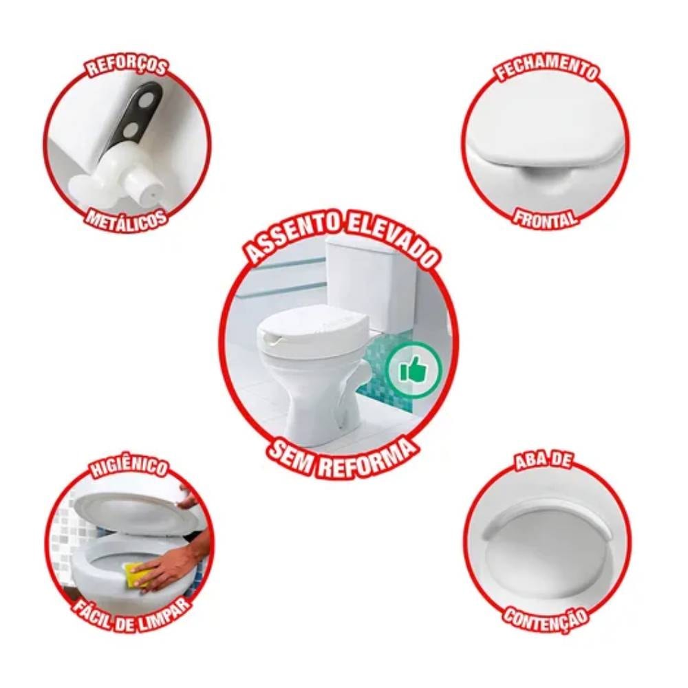 Assento Sanitário Elevado Mebuki Slim 13,5cm Branco - 10400365