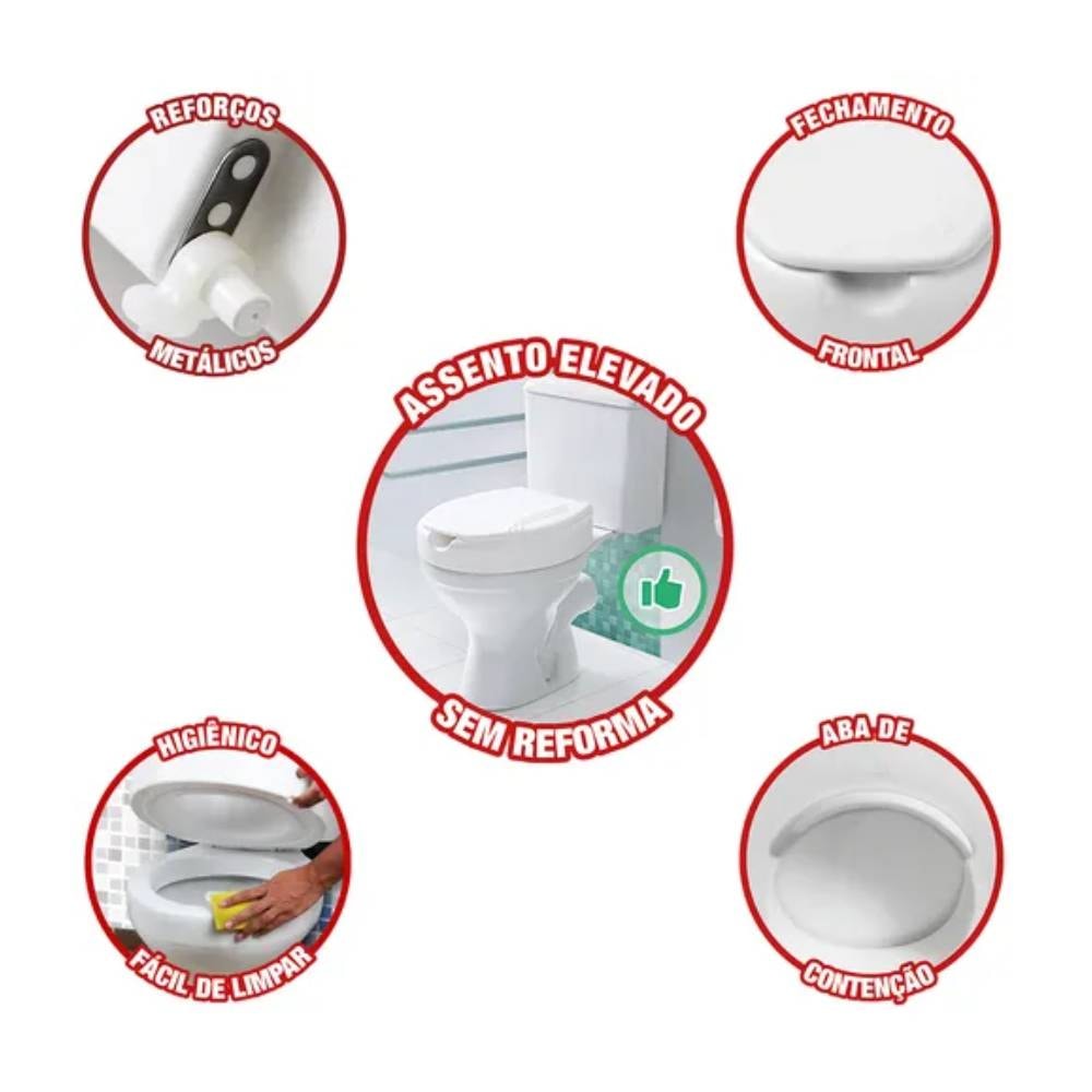 Assento Sanitário Elevado Mebuki Slim 7,5cm Branco - 10400366