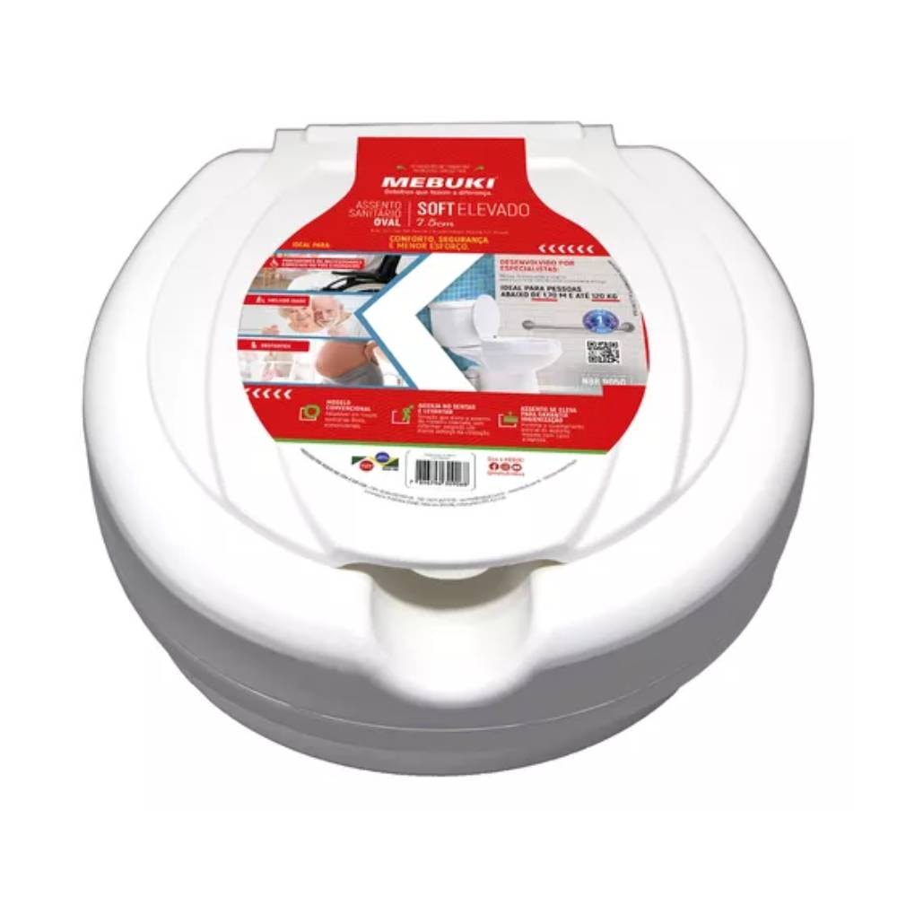 Assento Sanitário Elevado Mebuki Slim 7,5cm Branco - 10400366