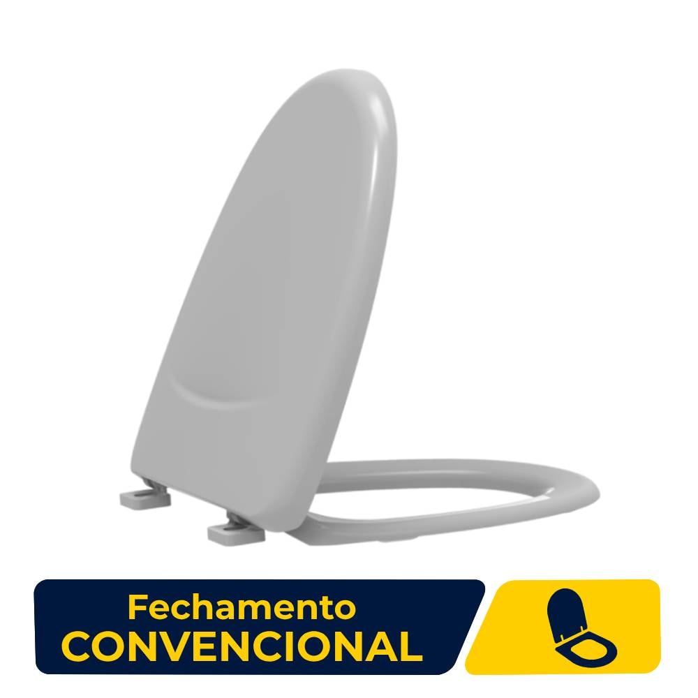 Assento Sanitário Tupan Aloha Convencional Termofixo Cinza Prata - 5630770
