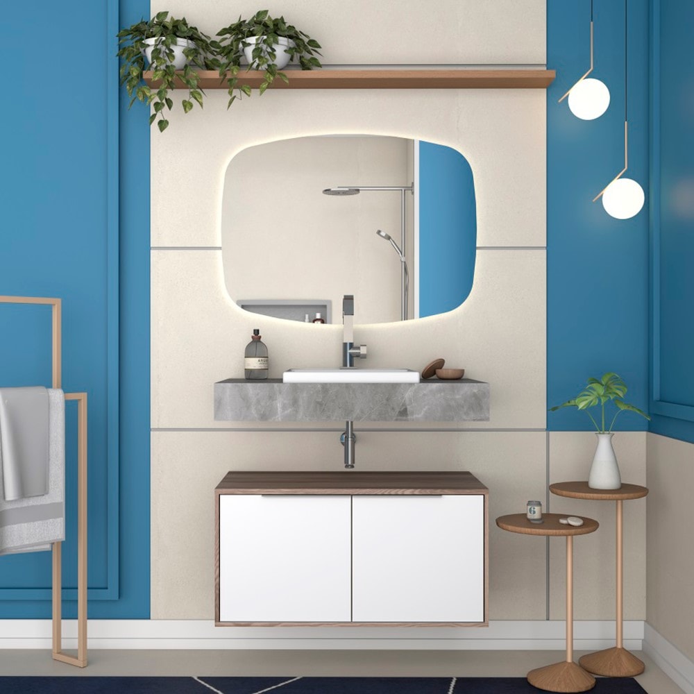 Bancada Suspensa Banheiro Cozimax 80cm Cinza - 100191