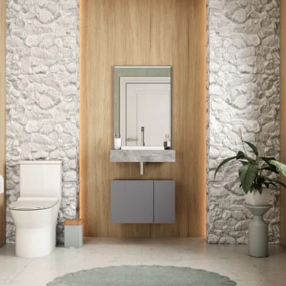 Bancada Suspensa Banheiro Cozimax Arati 60cm Cinza Polido - 100195