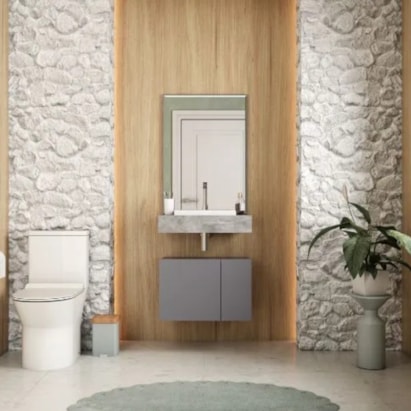 Bancada Suspensa Banheiro Cozimax Arati 60cm Cinza Polido - 100195