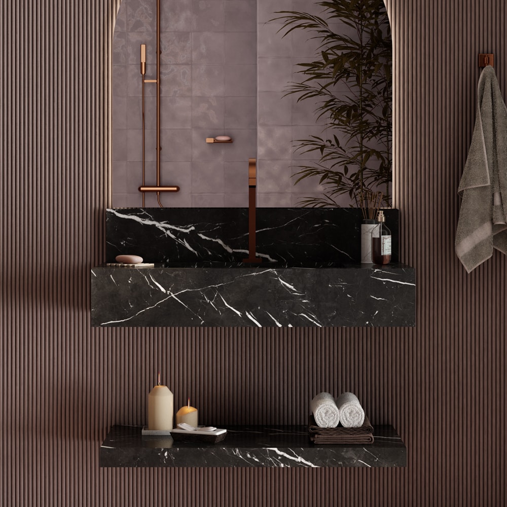 Bancada Suspensa Banheiro Cozimax Bergamo 80cm Preto - 101997