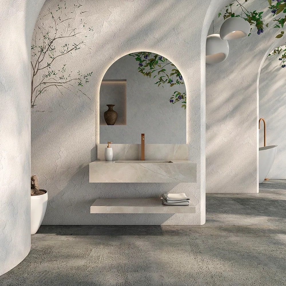 Bancada Suspensa Banheiro Cozimax Milano 80cm Bege - 102091