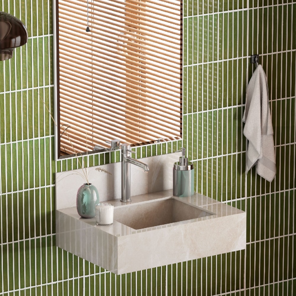 Bancada Suspensa Banheiro Cozimax Napoles 60cm Bege - 103389