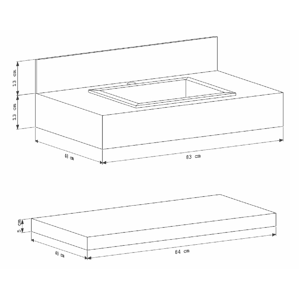 Bancada Suspensa Banheiro Cozimax Veneza 80cm Branco - 102811