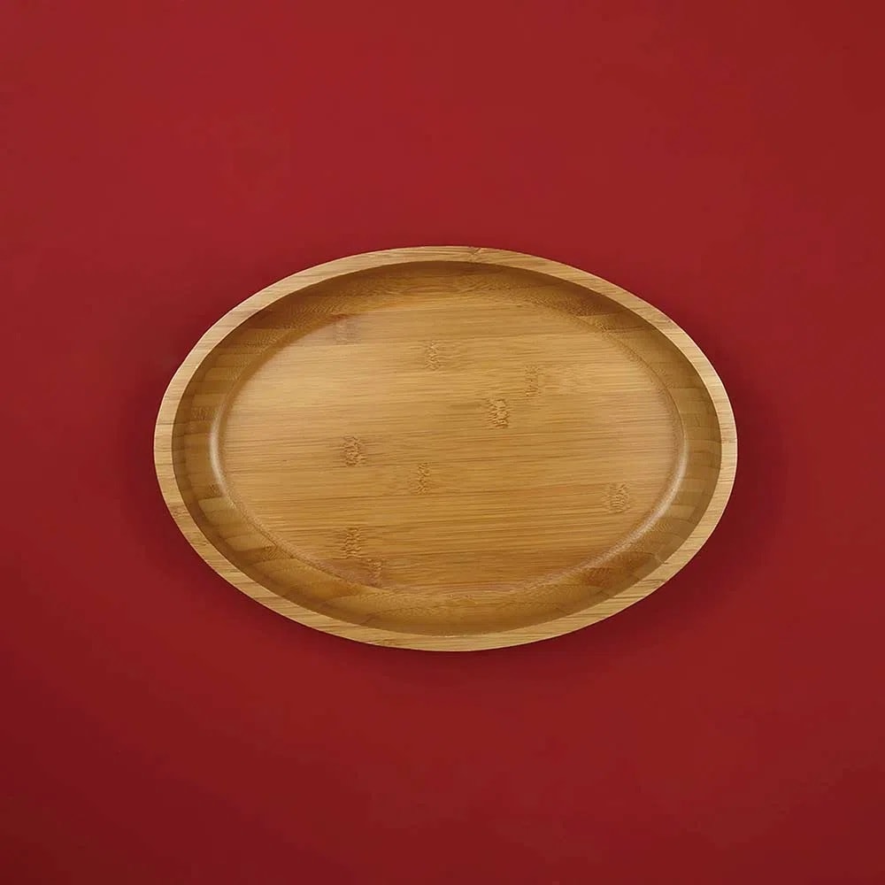 Bandeja Gamela de Madeira Oval Mor 33 x 23cm Bamboo - 003362
