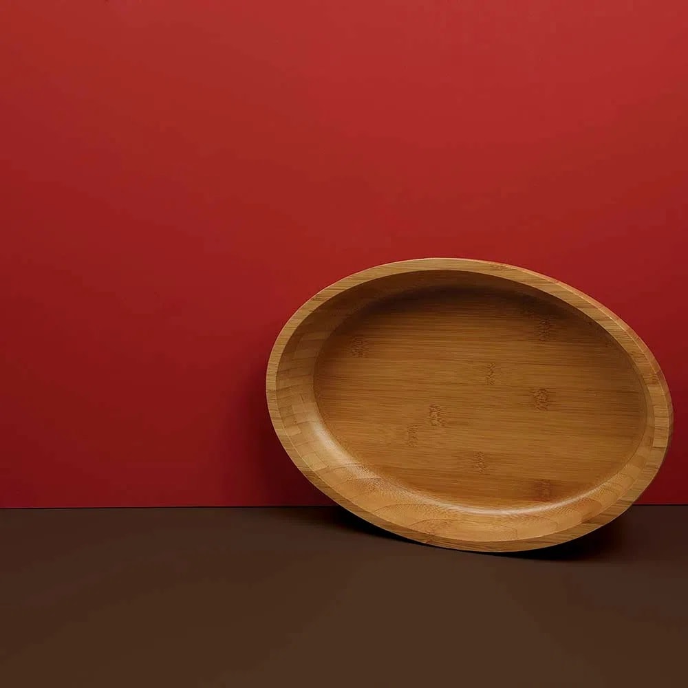 Bandeja Gamela de Madeira Oval Mor 33 x 23cm Bamboo - 003362