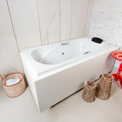 Banheira Hidromassagem 170x80cm Aquaplás Ancona Branco Com Alças e Travesseiro - 001.10680901